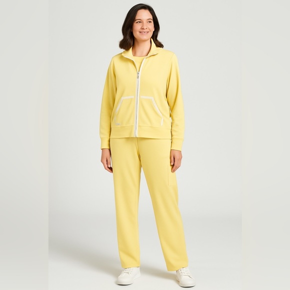 Draper’s & Damon’s Pants - Draper’s & Damon’s Petites Yellow Lounge Set PL PXS Zip Jacket Pants Cotton Blen